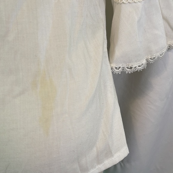 Vintage Cream Button Shirt with Lace and Bell Sleeves - Picture 9 of 9